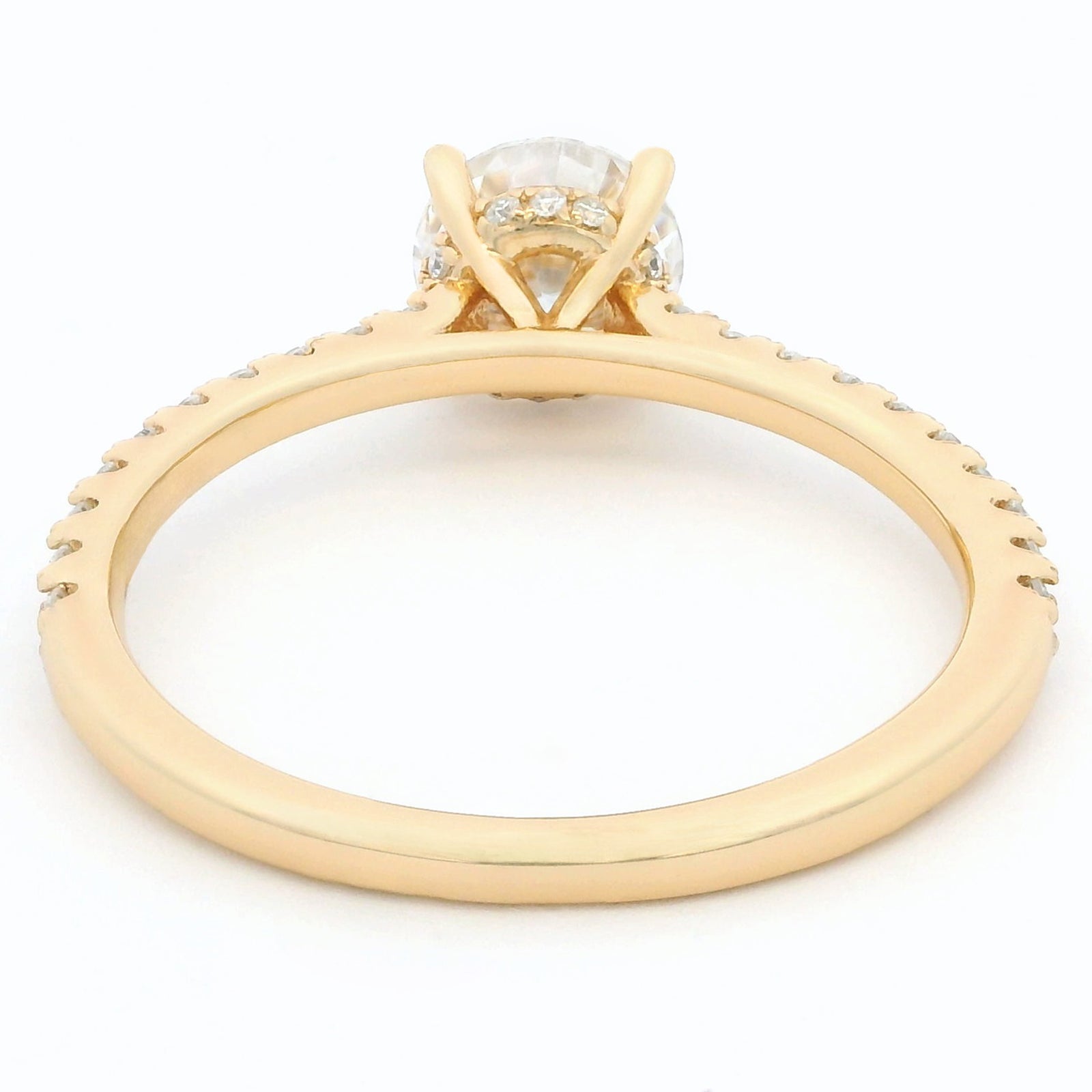 1ct Round Brilliant Moissanite Engagement Ring | 18K Gold Side Stone Dazzle Ring