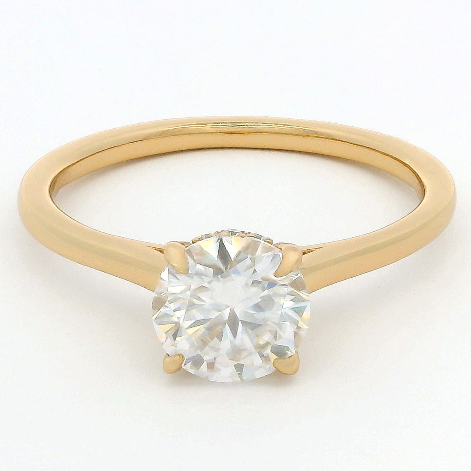 1ct Round Brilliant Moissanite Engagement Ring | 18K Gold Classic Dazzle Ring