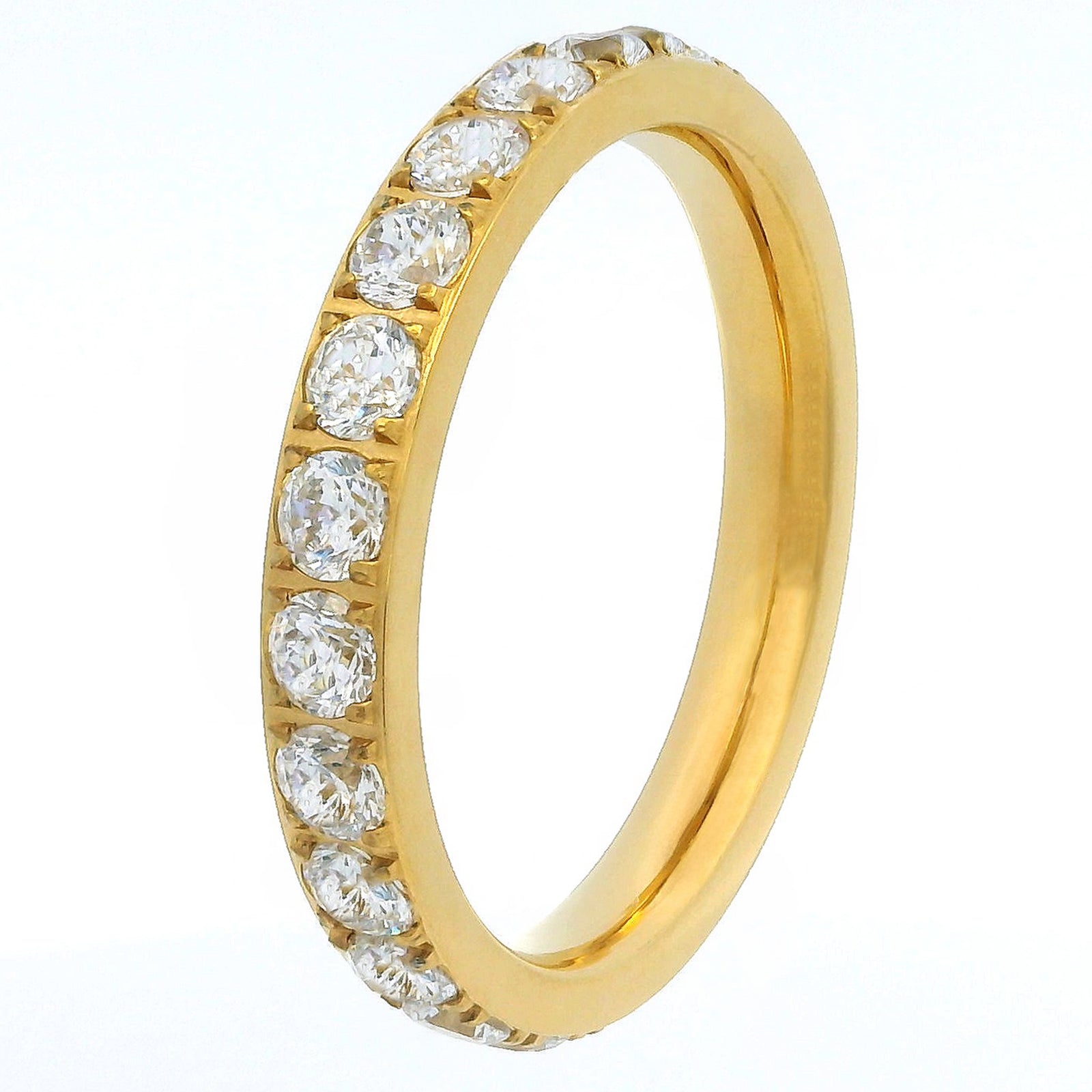 3mm Gold Full Glitz Eternity Ring | Cubic Zirconia Stacking Ring