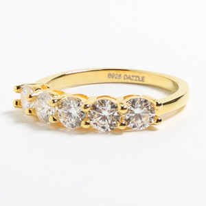 Gold 1.5ct Moissanite 5 Stone Dazzle Ring