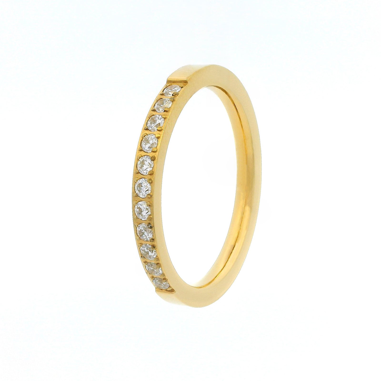 2mm Gold Half Glitz Eternity Ring | Cubic Zirconia Stacking Ring