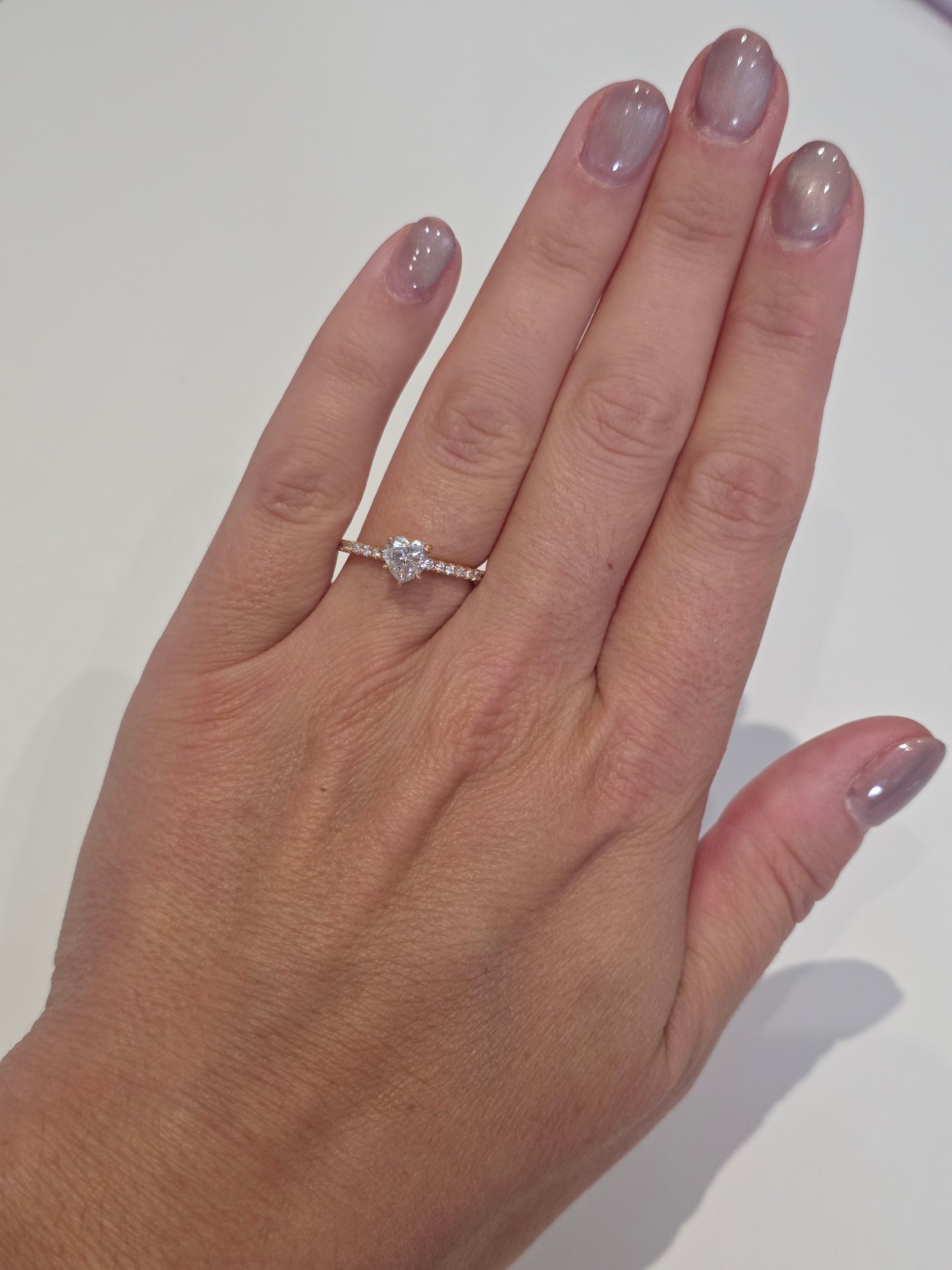 1ct Heart Moissanite Engagement Ring | 18K Gold Side Stone Dazzle Ring