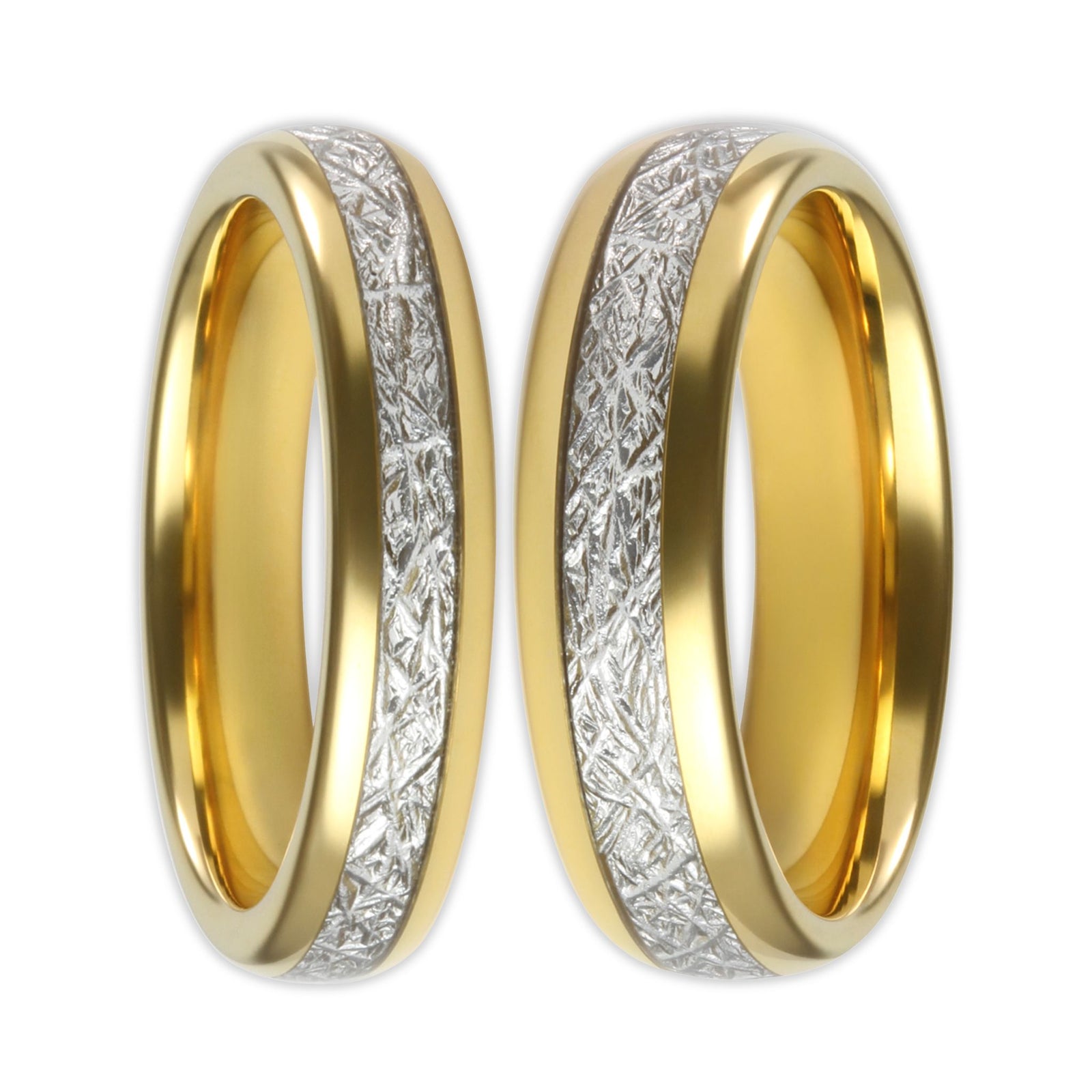 set of tungsten golden steel opal wonder rings