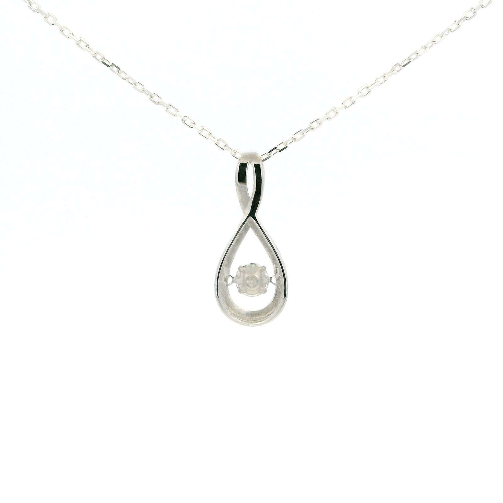 White Gold Infinity Moissanite Silver Dazzle Pendant Necklace