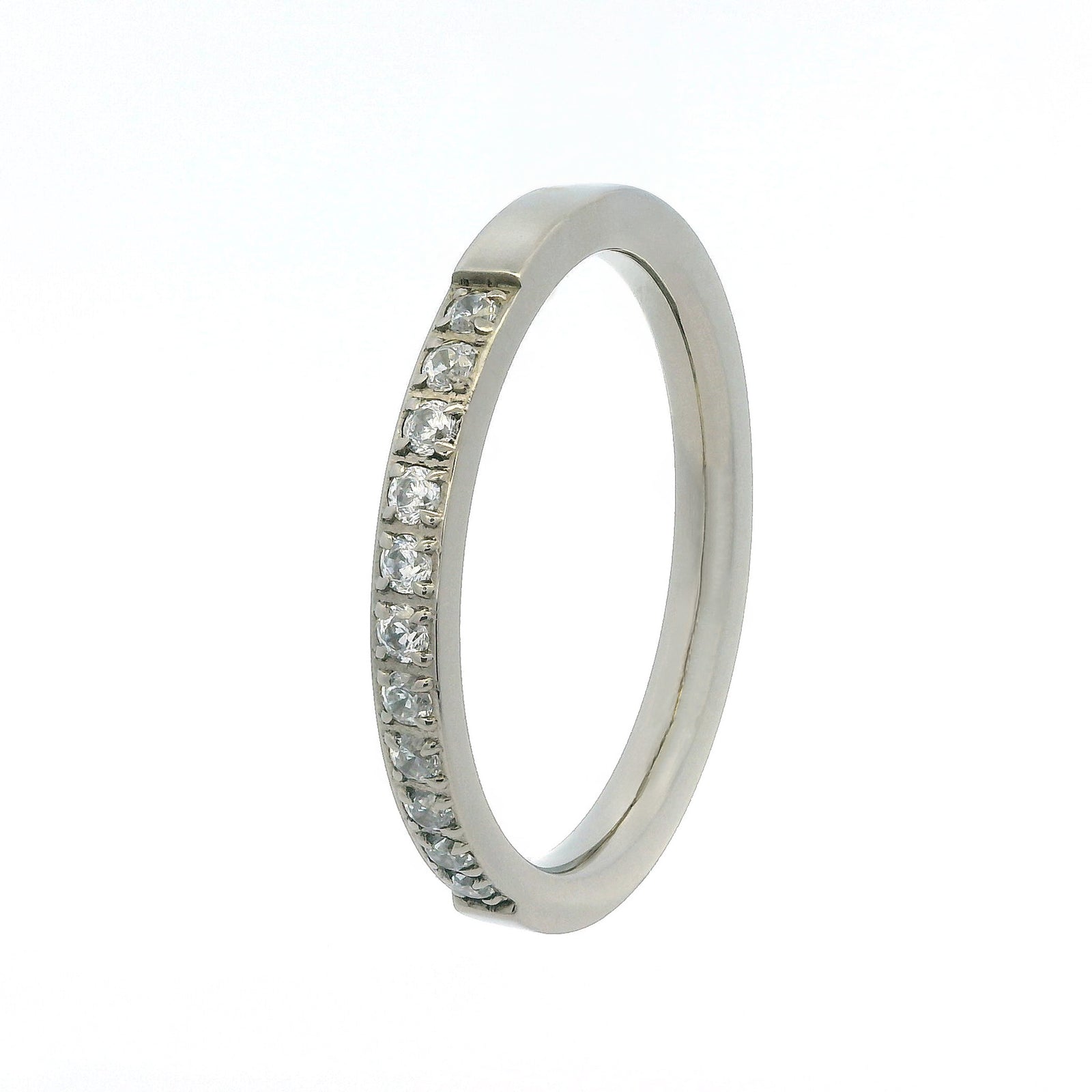 2mm Original Titanium Half Glitz Eternity Ring | Cubic Zirconia Stacking Ring