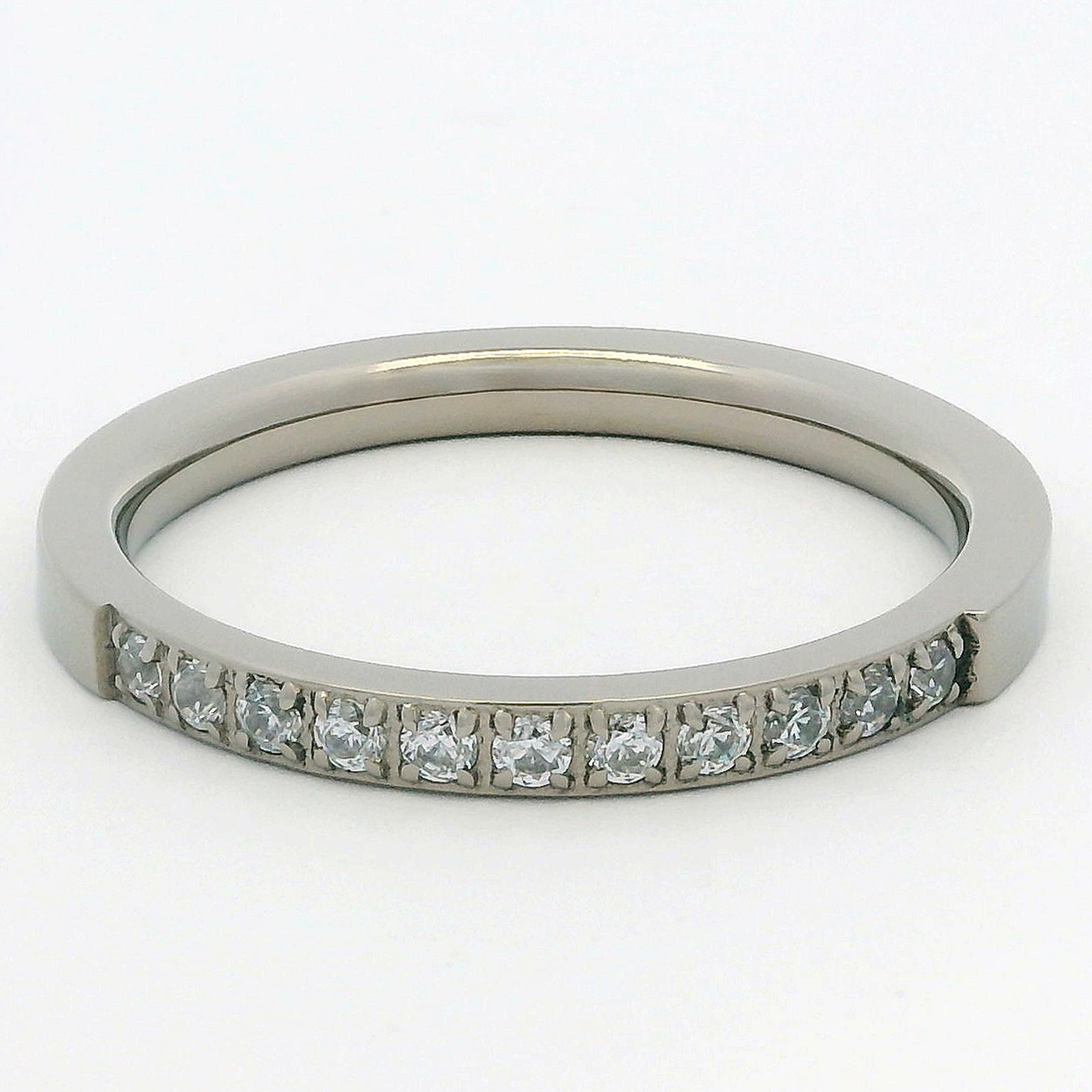 2mm Original Titanium Half Glitz Eternity Ring | Cubic Zirconia Stacking Ring
