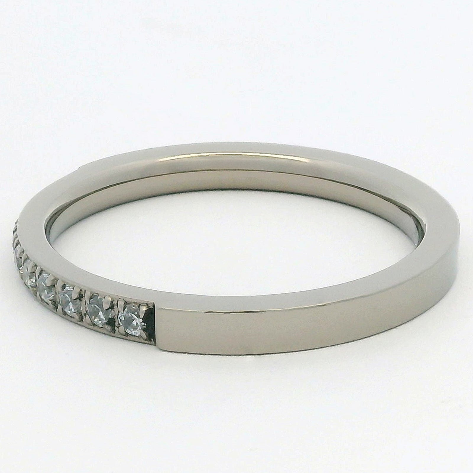 2mm Original Titanium Half Glitz Eternity Ring | Cubic Zirconia Stacking Ring