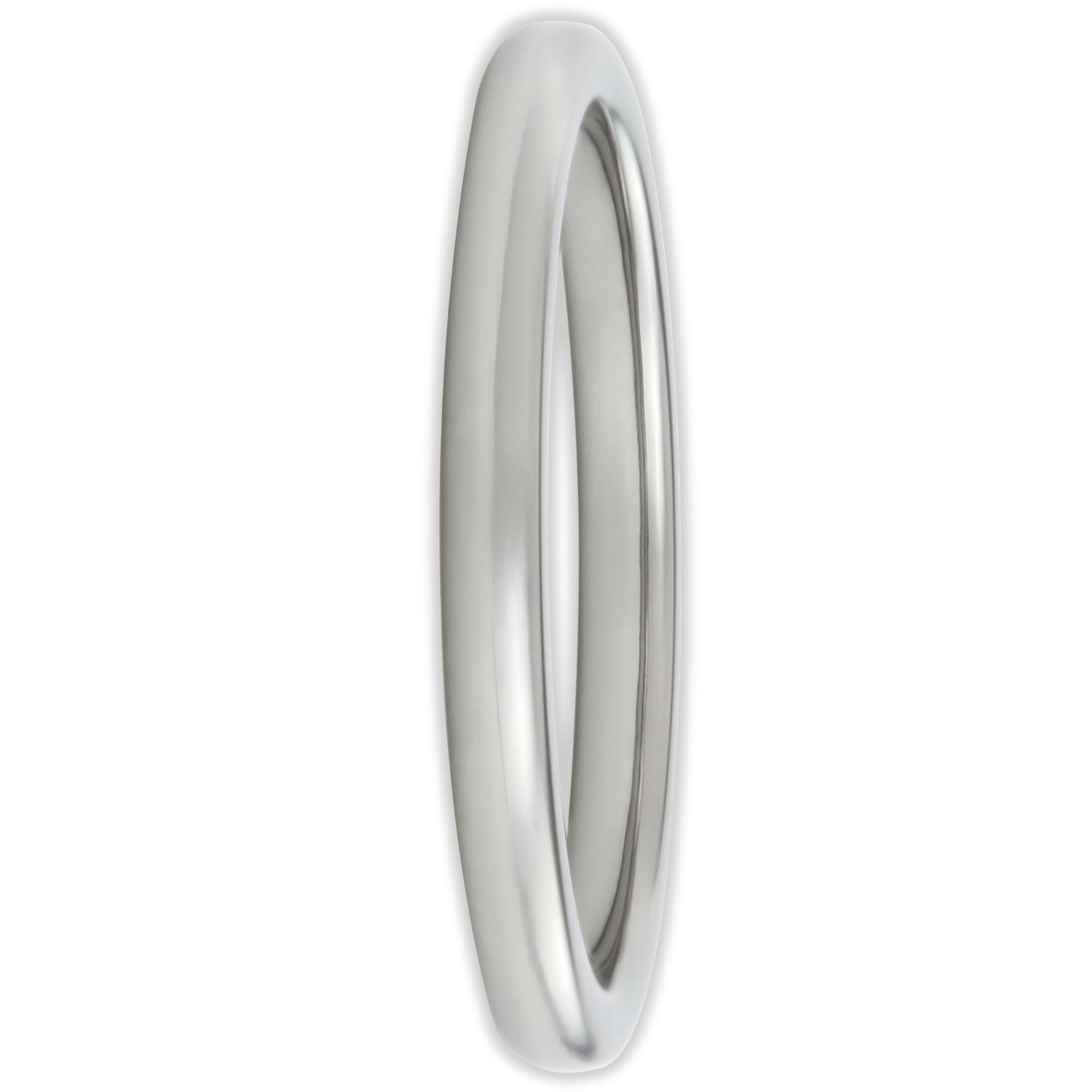 Front view of tungsten wedding ring with smooth domed profile and polished finish