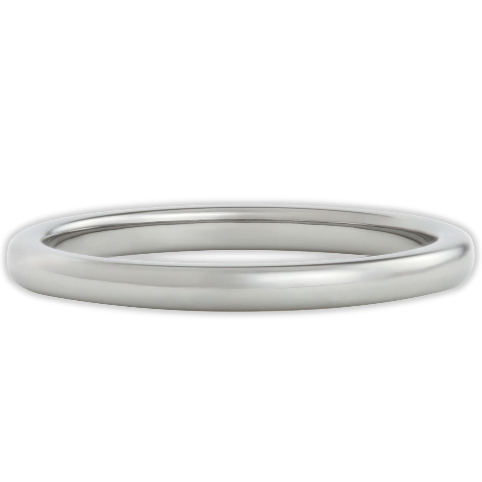 Top view of tungsten ring with smooth polished surface and domed design