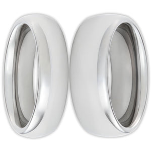 Set of tungsten wedding rings with smooth domed profile and polished finish