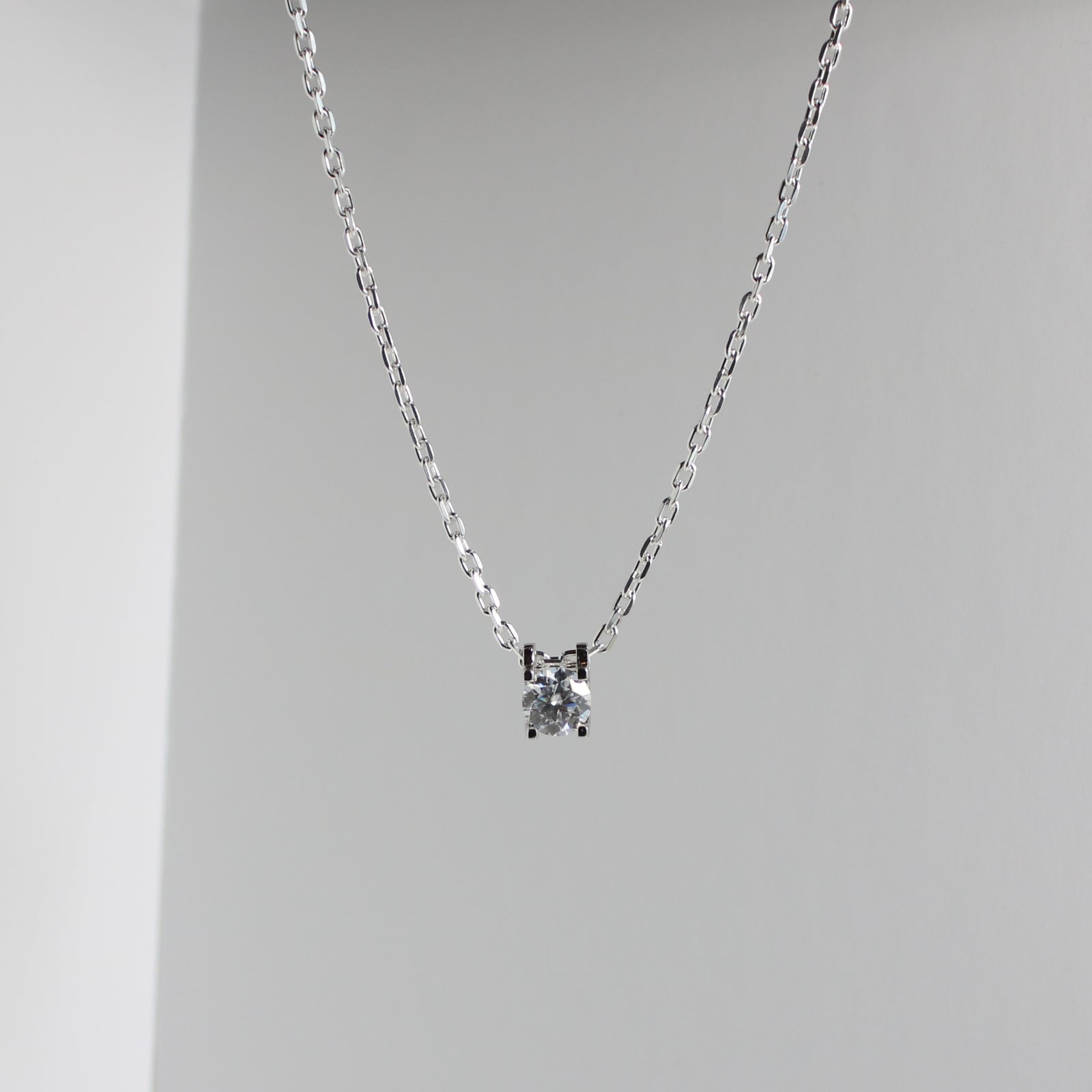 White Gold 1ct Moissanite Secret Heart Silver Dazzle Pendant Necklace