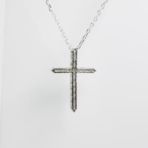 White Gold 2ct Moissanite Cross Silver Dazzle Pendant Necklace