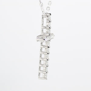 White Gold 2ct Moissanite Cross Silver Dazzle Pendant Necklace