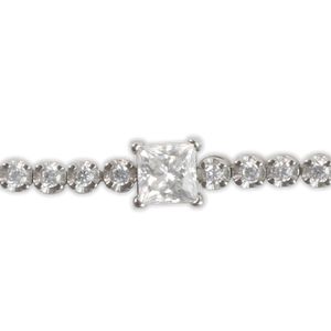 1ct White Gold Moissanite Princess Tennis Silver Dazzle Bracelet