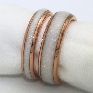 The Rose Gold White Opal Wonder Ring Set