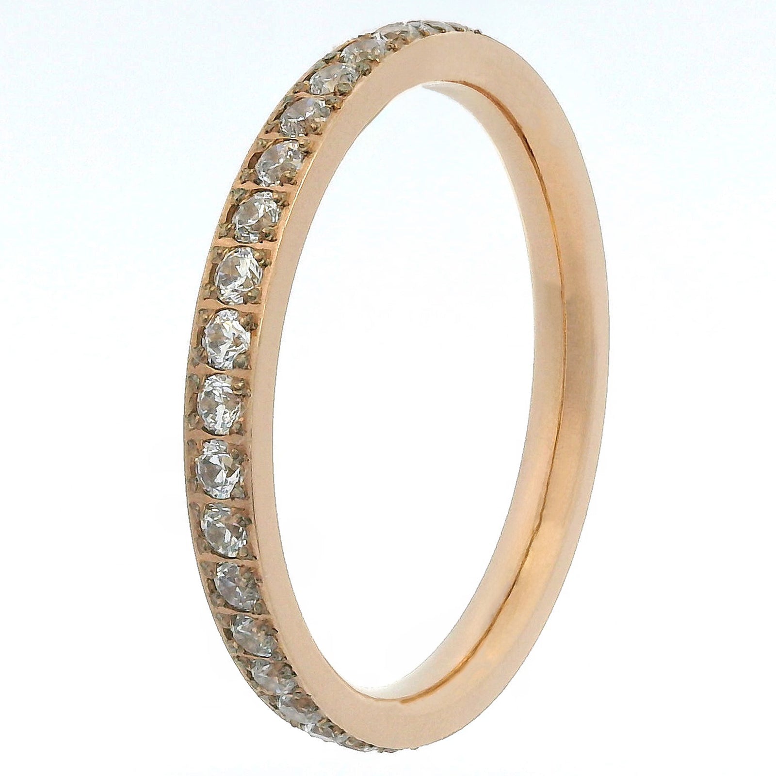 2mm Rose Gold Full Glitz Eternity Ring | Cubic Zirconia Stacking Ring