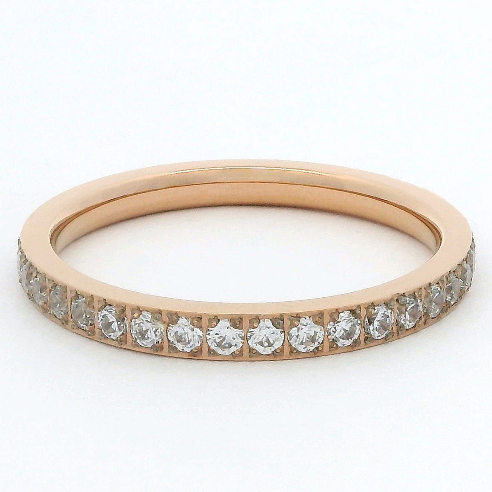2mm Rose Gold Full Glitz Eternity Ring | Cubic Zirconia Stacking Ring