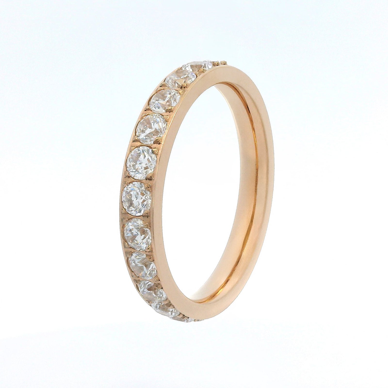 3mm Rose Gold Full Glitz Eternity Ring | Cubic Zirconia Stacking Ring