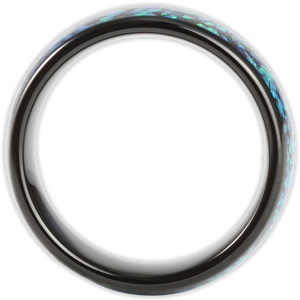 Metallic ring with a reflective surface on a white background