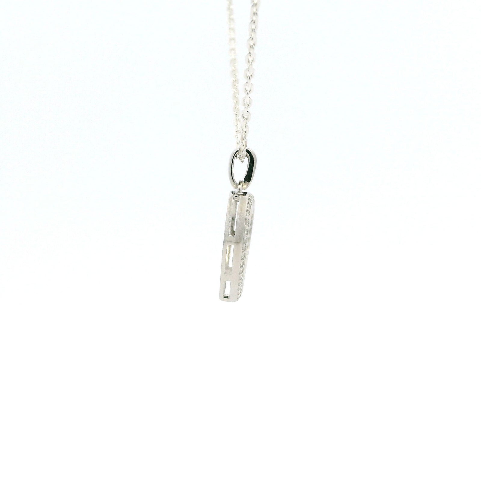 White Gold Moissanite Open Heart Silver Dazzle Pendant Necklace