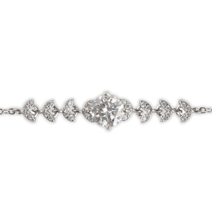 1ct White Gold Moissanite Six Leaf Silver Dazzle Bracelet