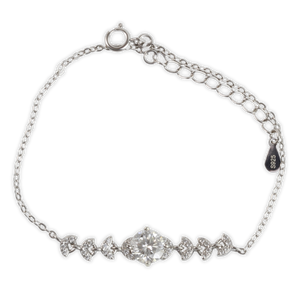 1ct White Gold Moissanite Six Leaf Silver Dazzle Bracelet