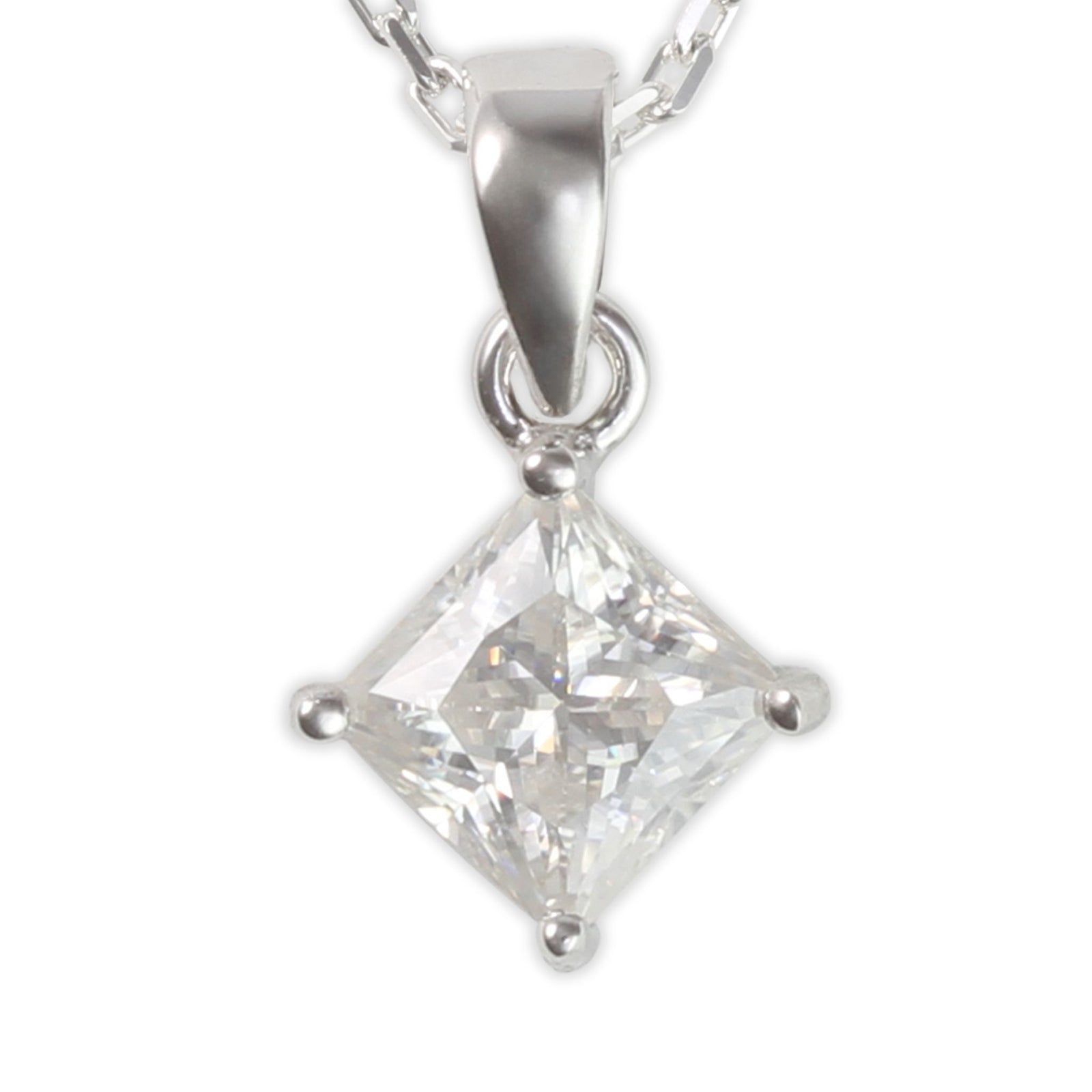 White Gold 1ct Diamond Moissanite Silver Dazzle Pendant Necklace