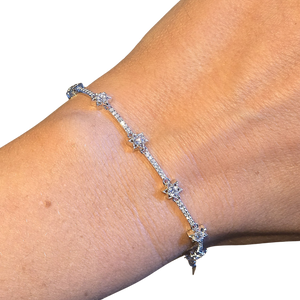 1ct White Gold Moissanite Ten Star Silver Dazzle Bracelet