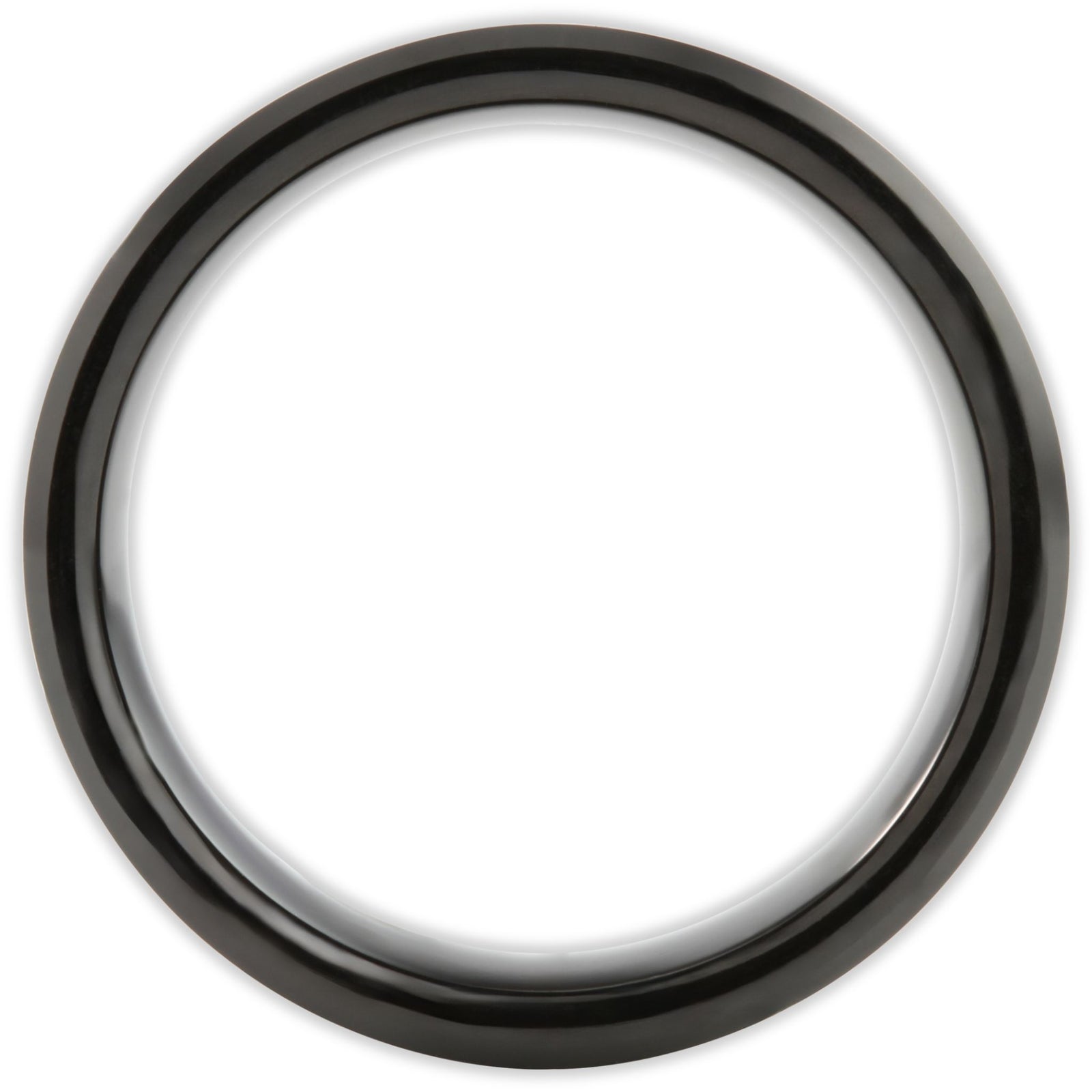 Side profile of tungsten ring with flat band and bevelled edges