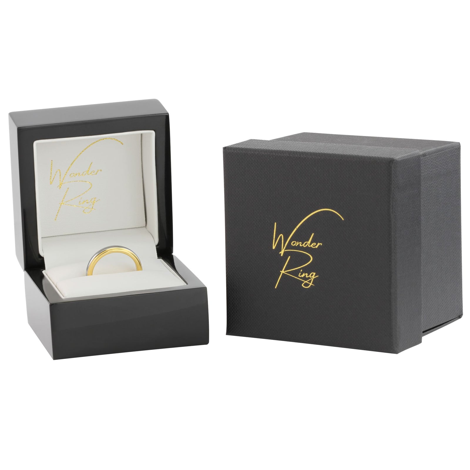 Mirror finish tungsten 4mm ring presented in gift box