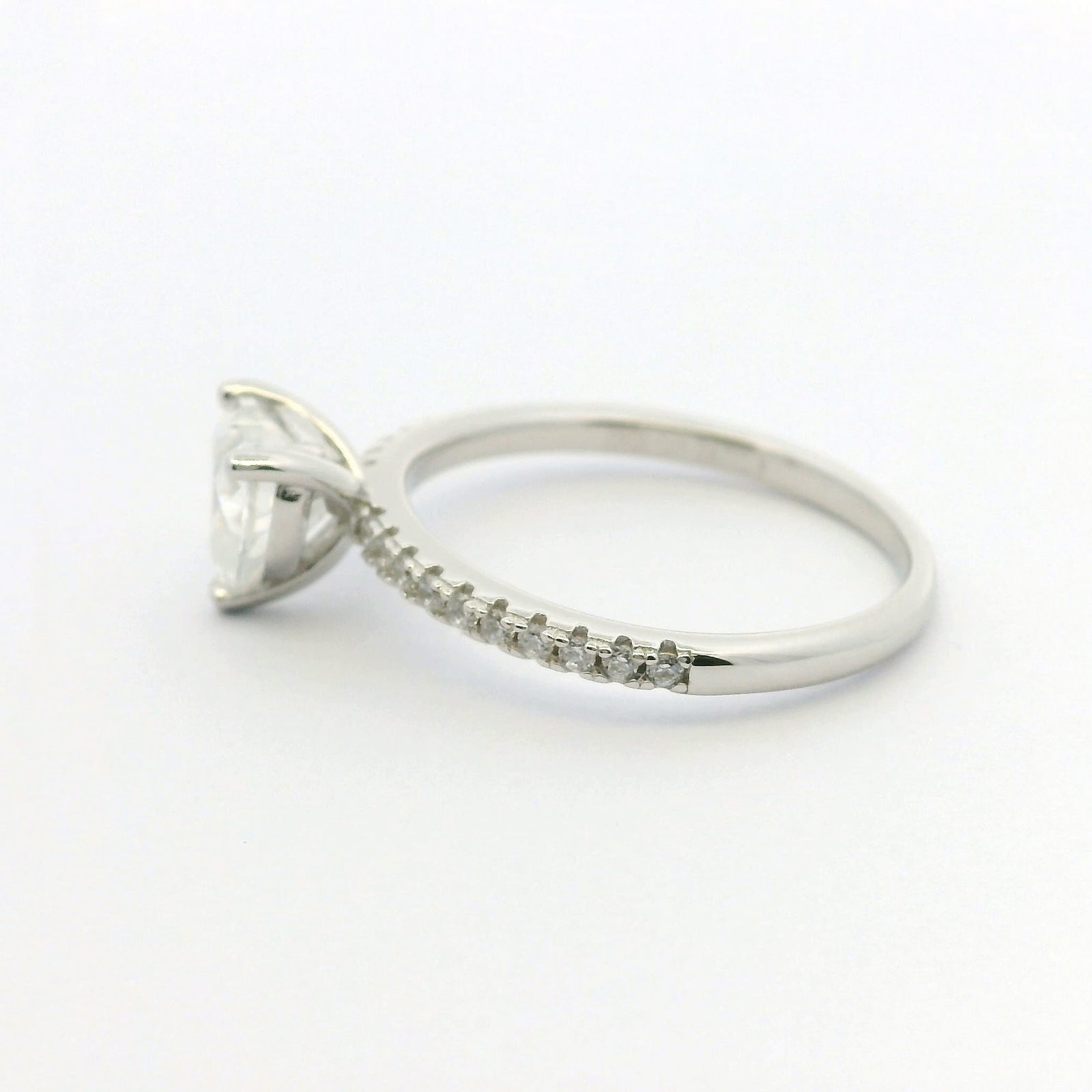 1ct Heart Cut Moissanite Engagement Ring | White Gold Slimline Dazzle Ring