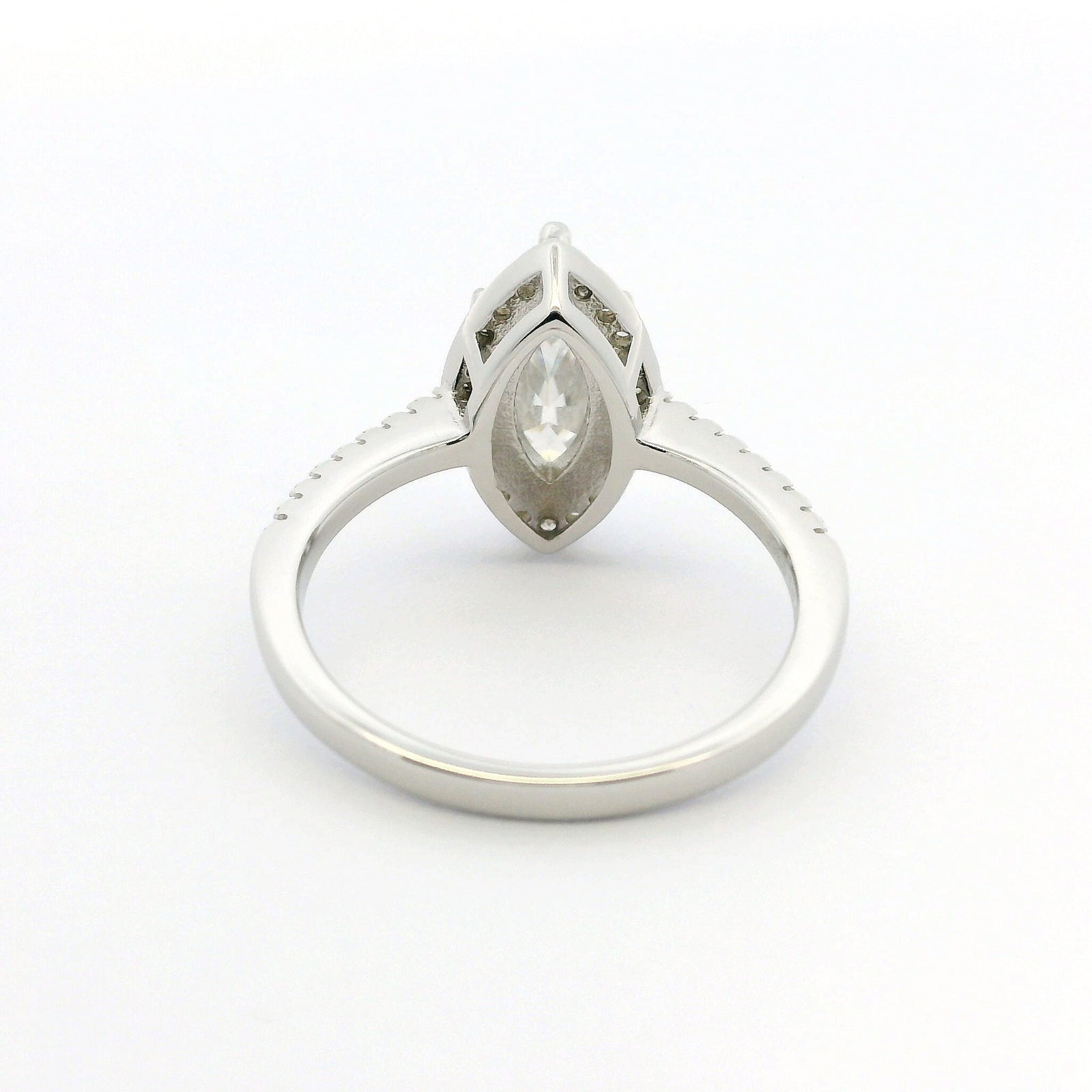 White Gold 1ct Marquise Moissanite Slimline Dazzle Ring