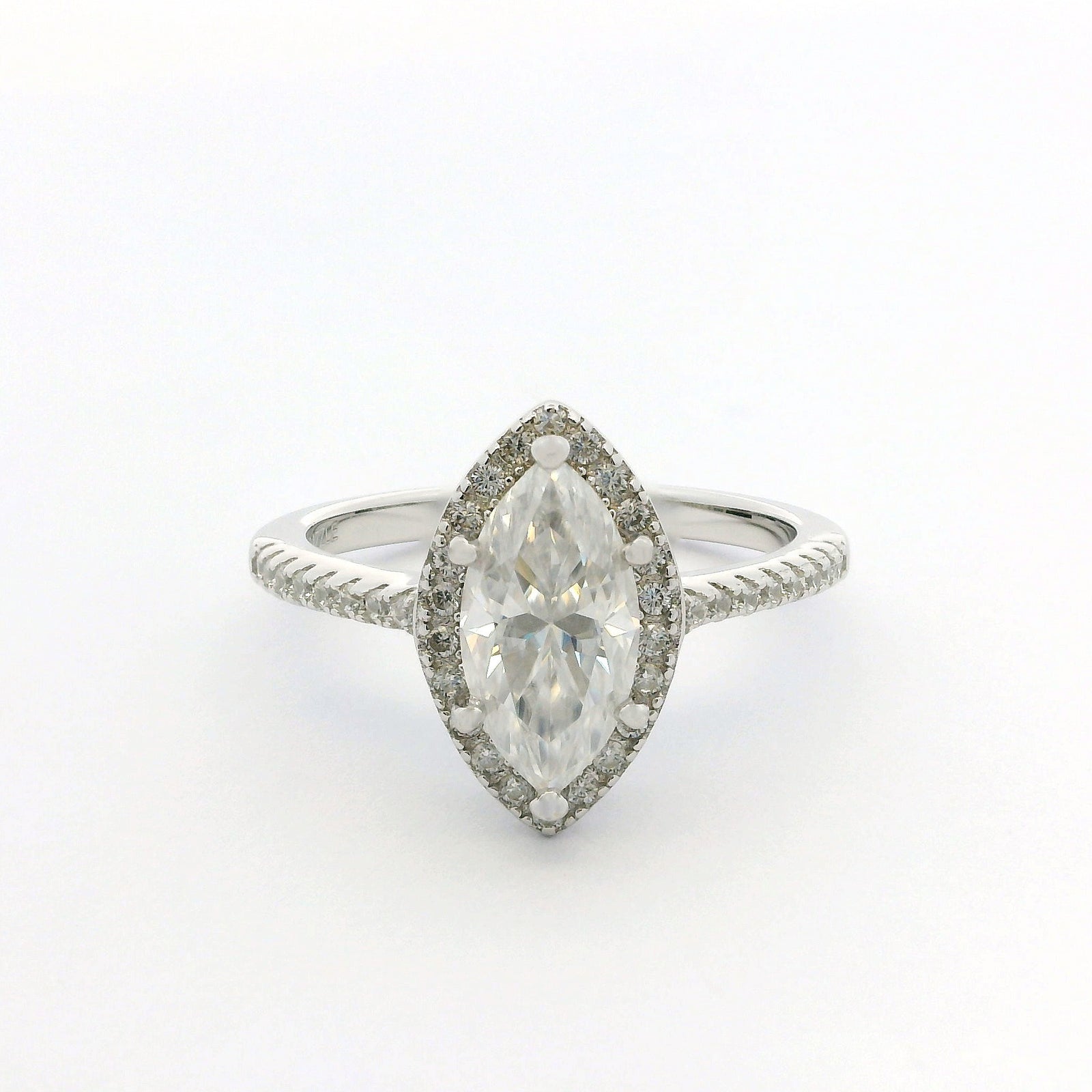 White Gold 1ct Marquise Moissanite Slimline Dazzle Ring
