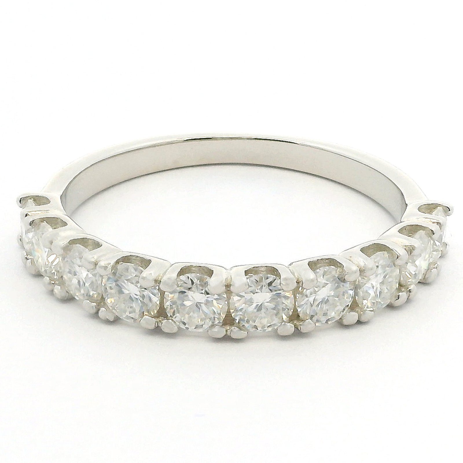 1ct Round Moissanite Half Eternity Ring | White Gold Dazzle Ring