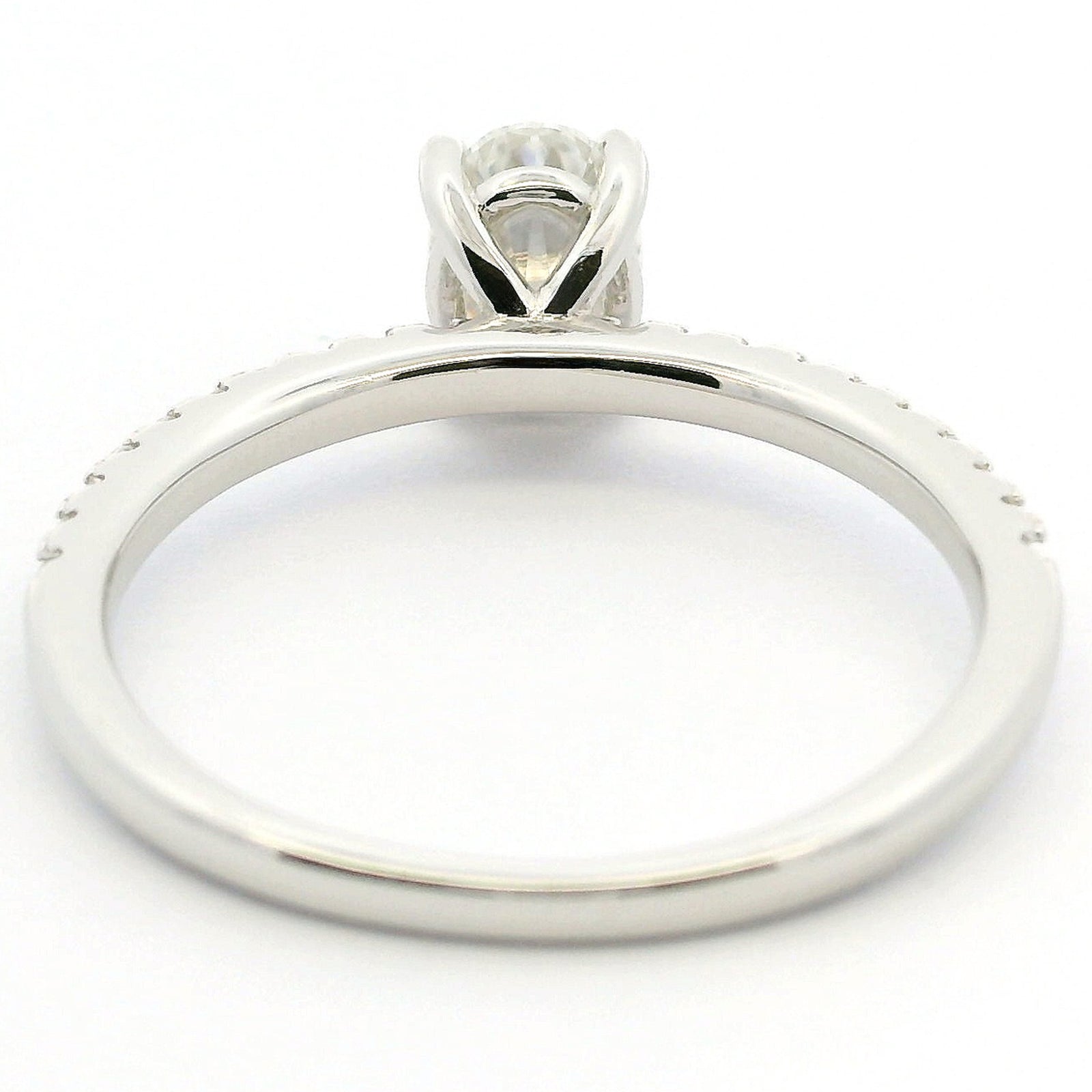 1ct Oval Moissanite Engagement Ring | White Gold Slimline Dazzle Ring