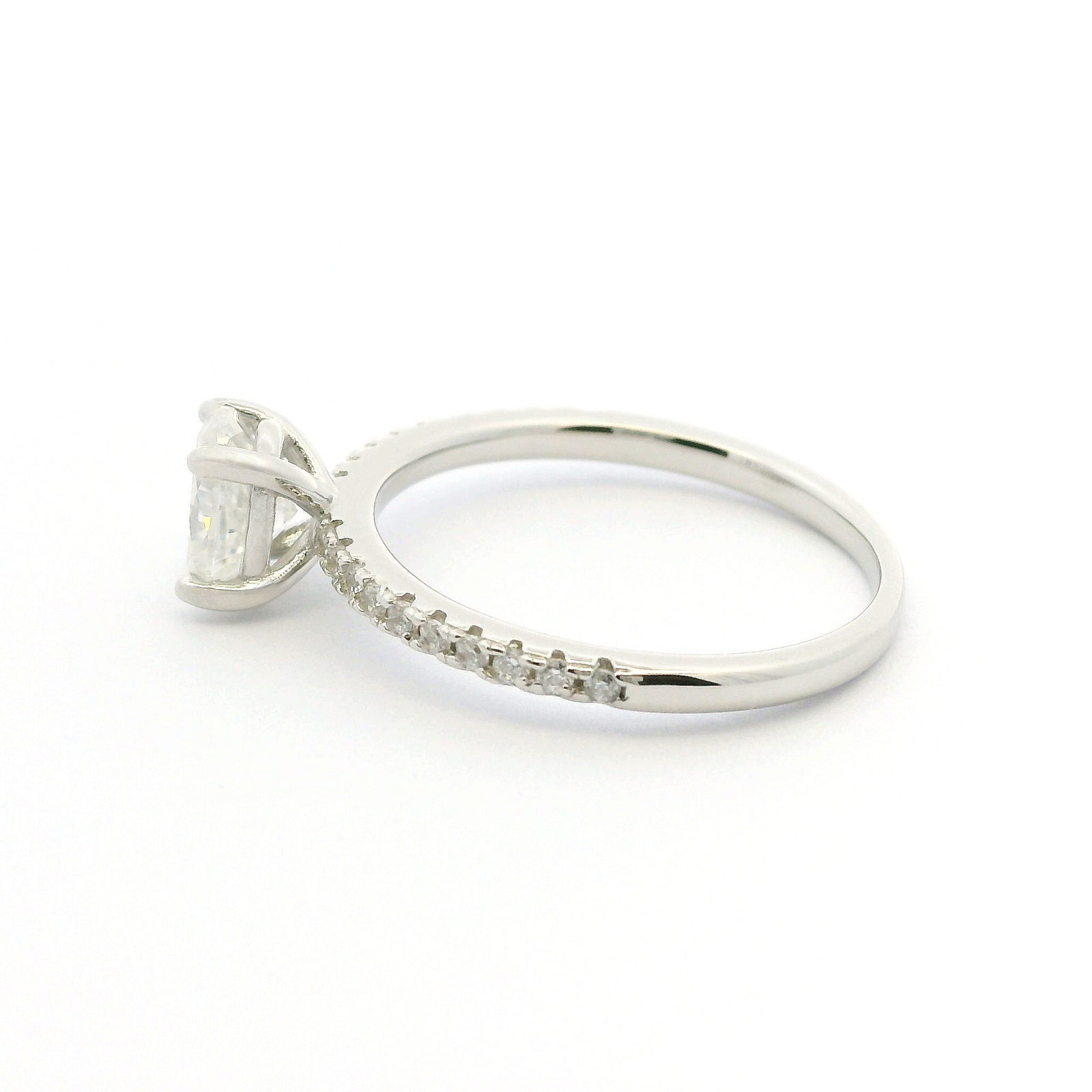 1ct Oval Moissanite Engagement Ring | White Gold Slimline Dazzle Ring