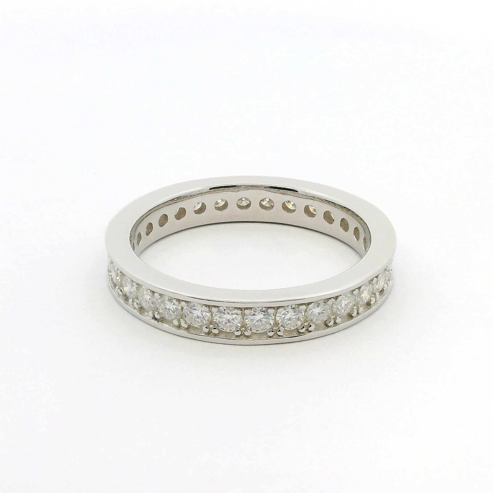 White Gold 1ct Round Moissanite Full Eternity Dazzle Ring