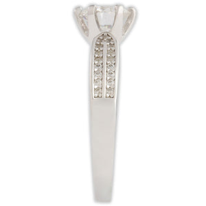 White Gold 1ct Round Moissanite Wide Dazzle Ring