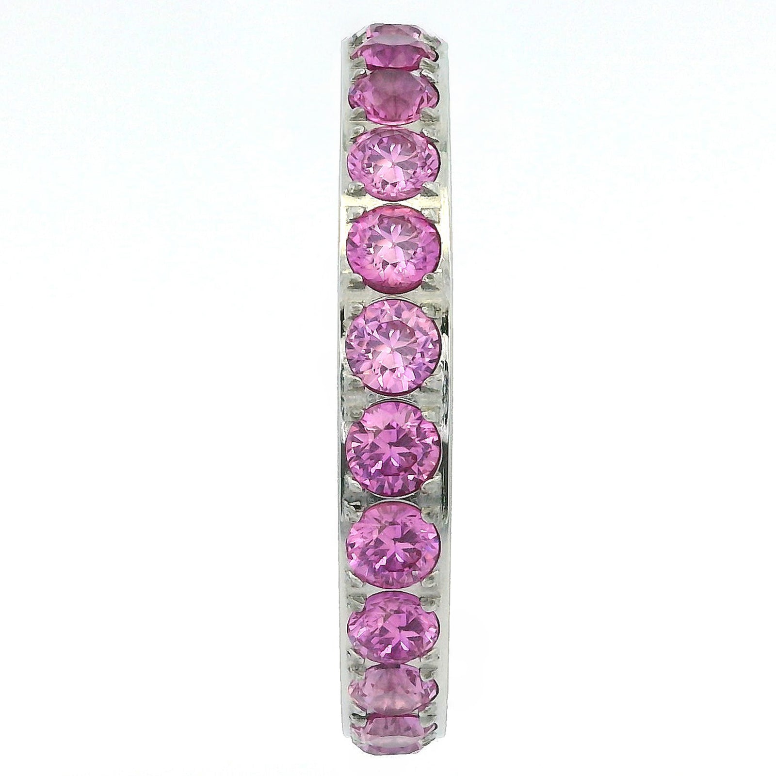 3mm White Gold 3mm Full Glitz Eternity Ring | Bold Pink Cubic Zirconia Stacking Ring