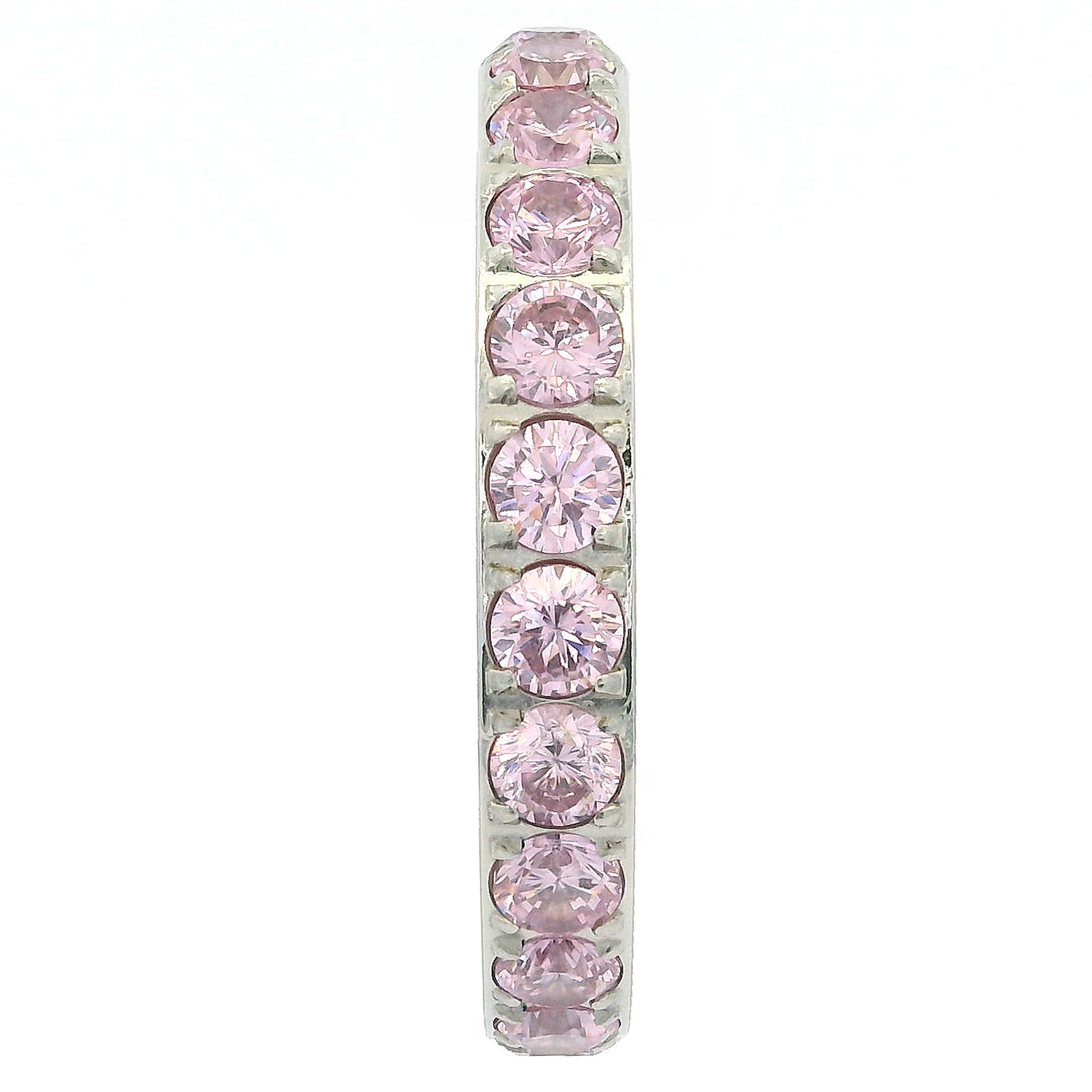 3mm White Gold Full Glitz Eternity Ring | Blush Pink Cubic Zirconia Stacking Ring