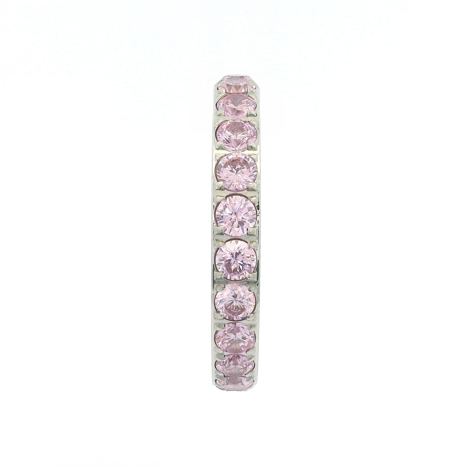 3mm White Gold Full Glitz Eternity Ring | Blush Pink Cubic Zirconia Stacking Ring