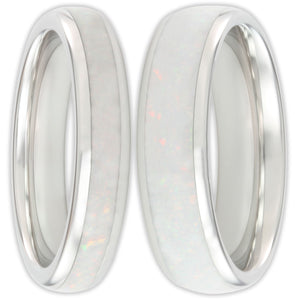 The White Gold White Opal Wonder Ring Set