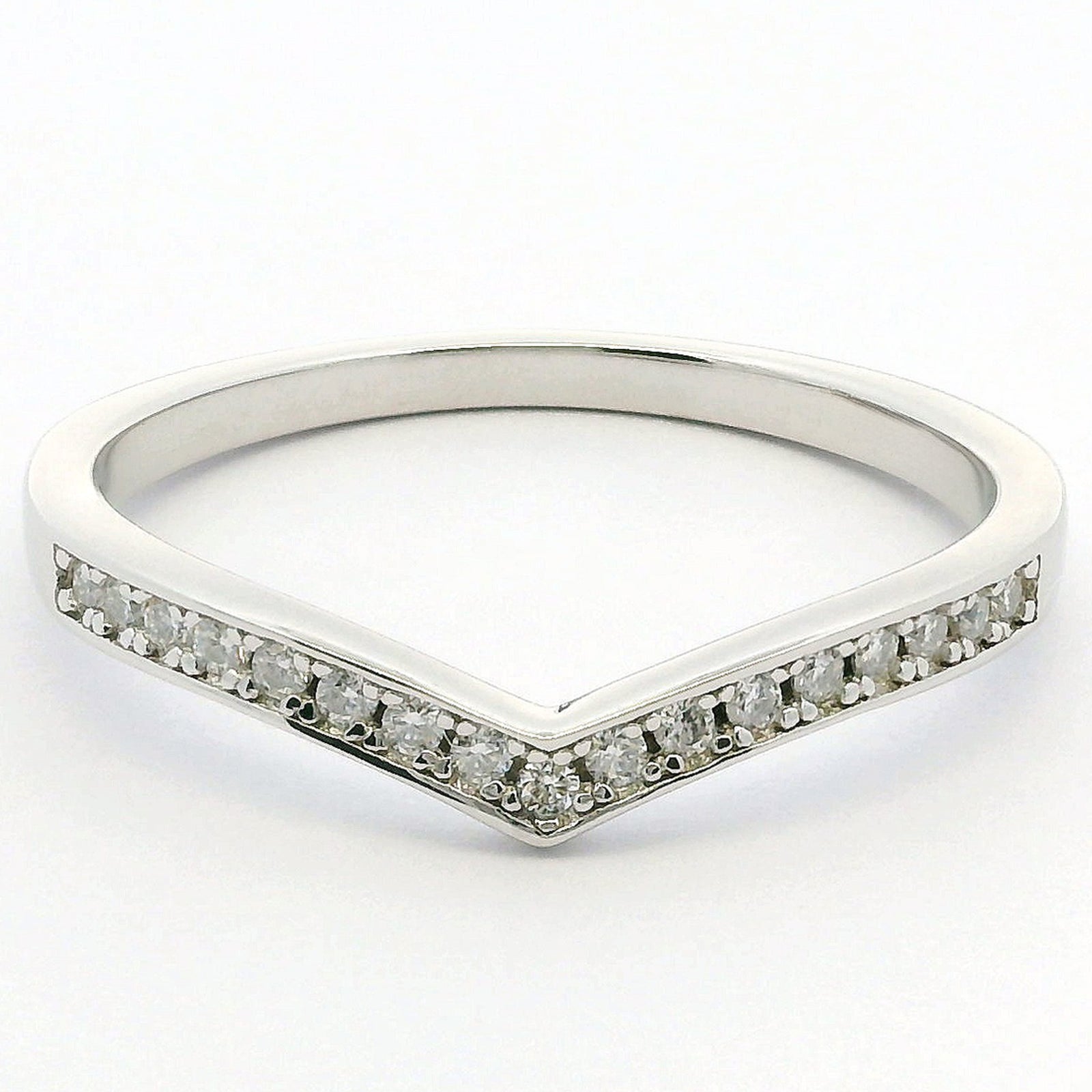 Moissanite Wishbone Ring | White Gold Slimline Dazzle Ring