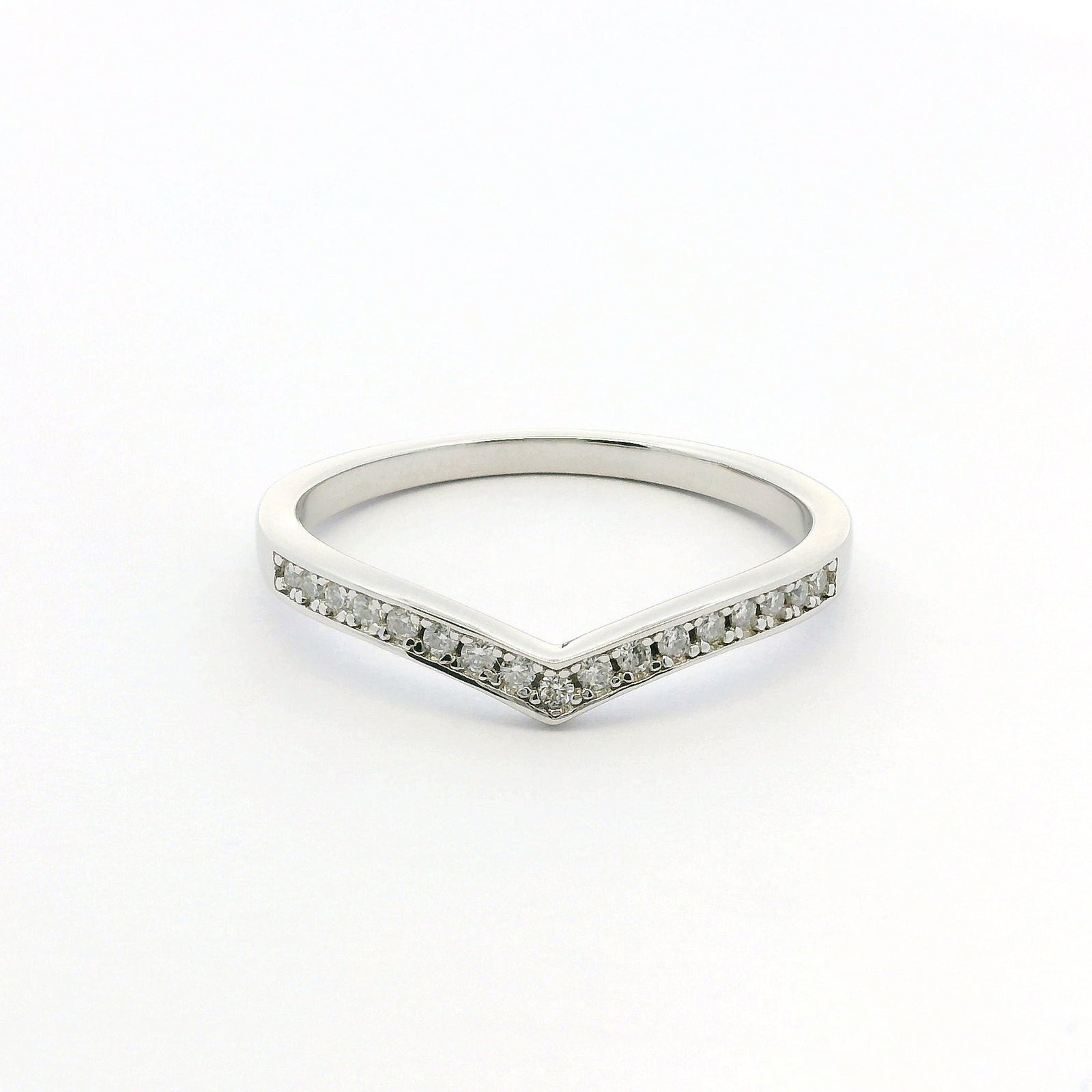 White Gold Wishbone Moissanite Dazzle Ring