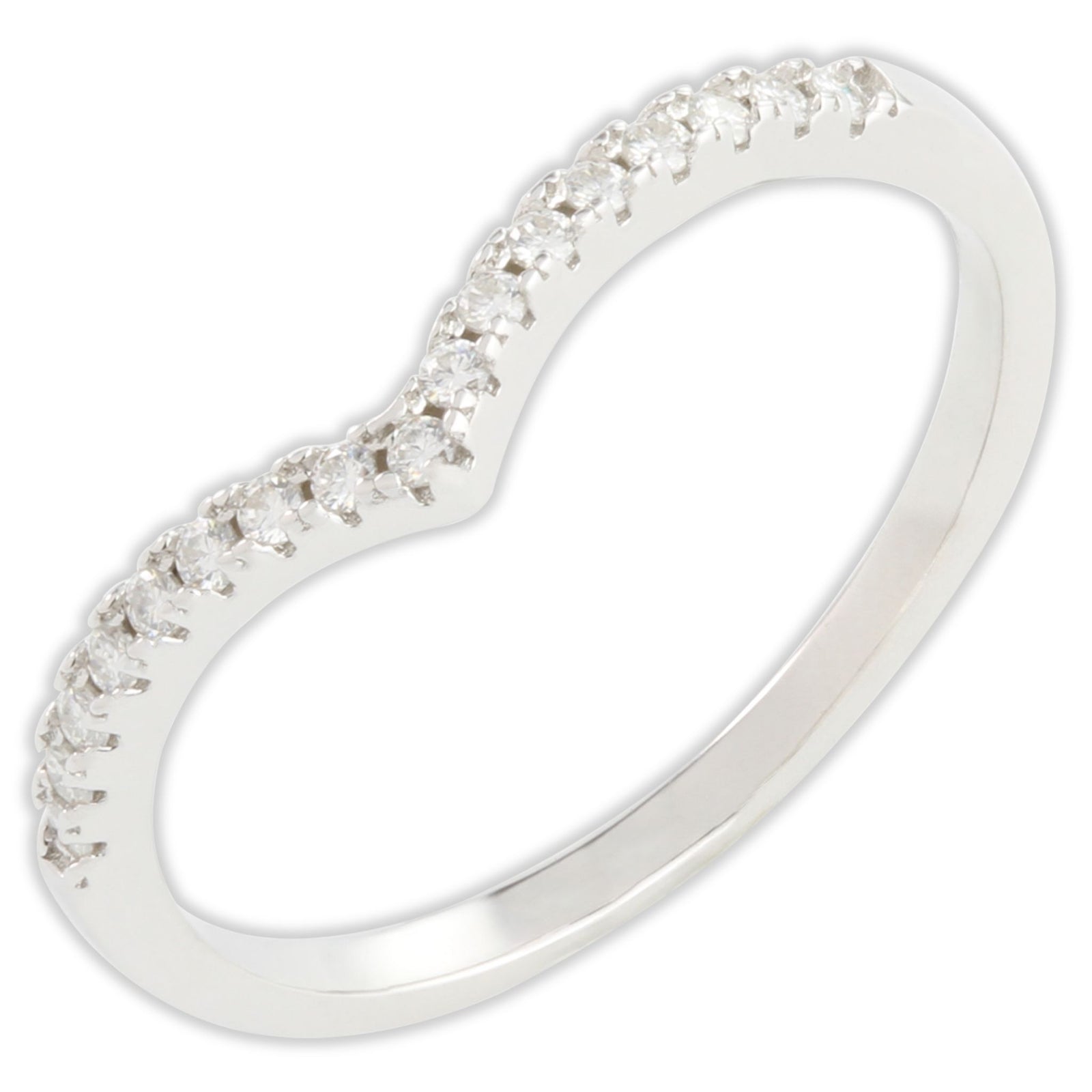 White Gold Wishbone Moissanite Dazzle Ring