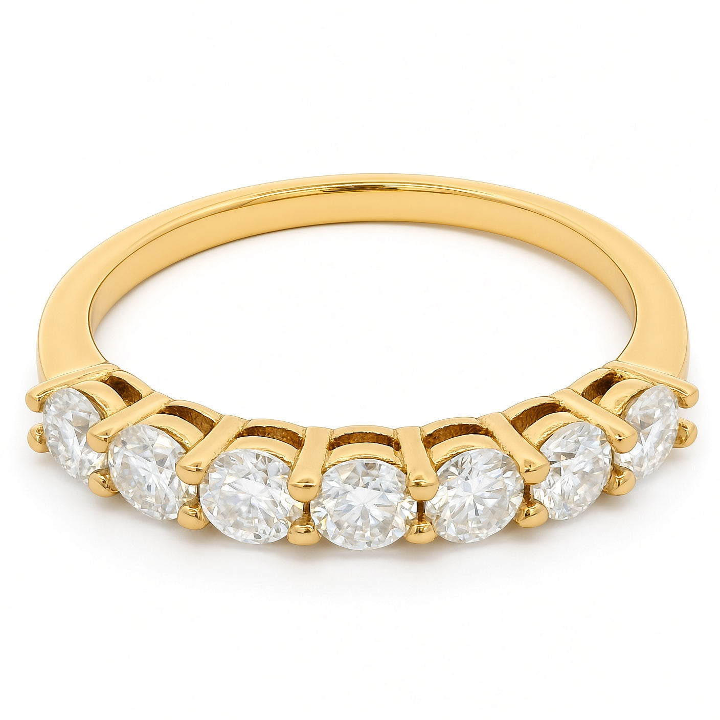 1ct Round Moissanite Half Eternity Ring | 18K Gold Dazzle Ring