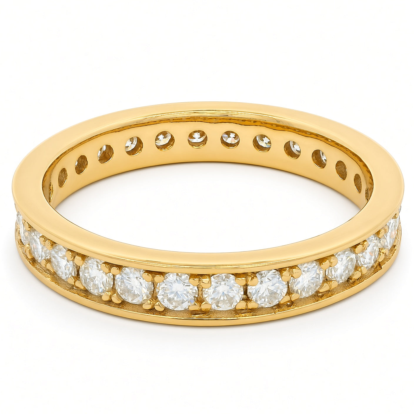 1ct Round Moissanite Full Eternity Ring | 18K Gold Dazzle Ring