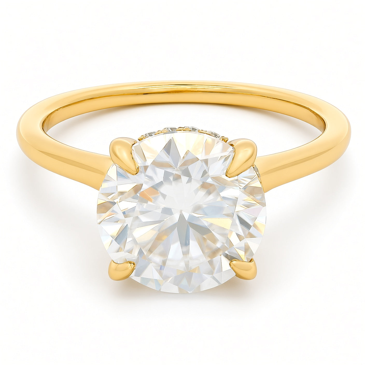 3ct Round Brilliant Moissanite Engagement Ring | 18K Gold Classic Dazzle Ring