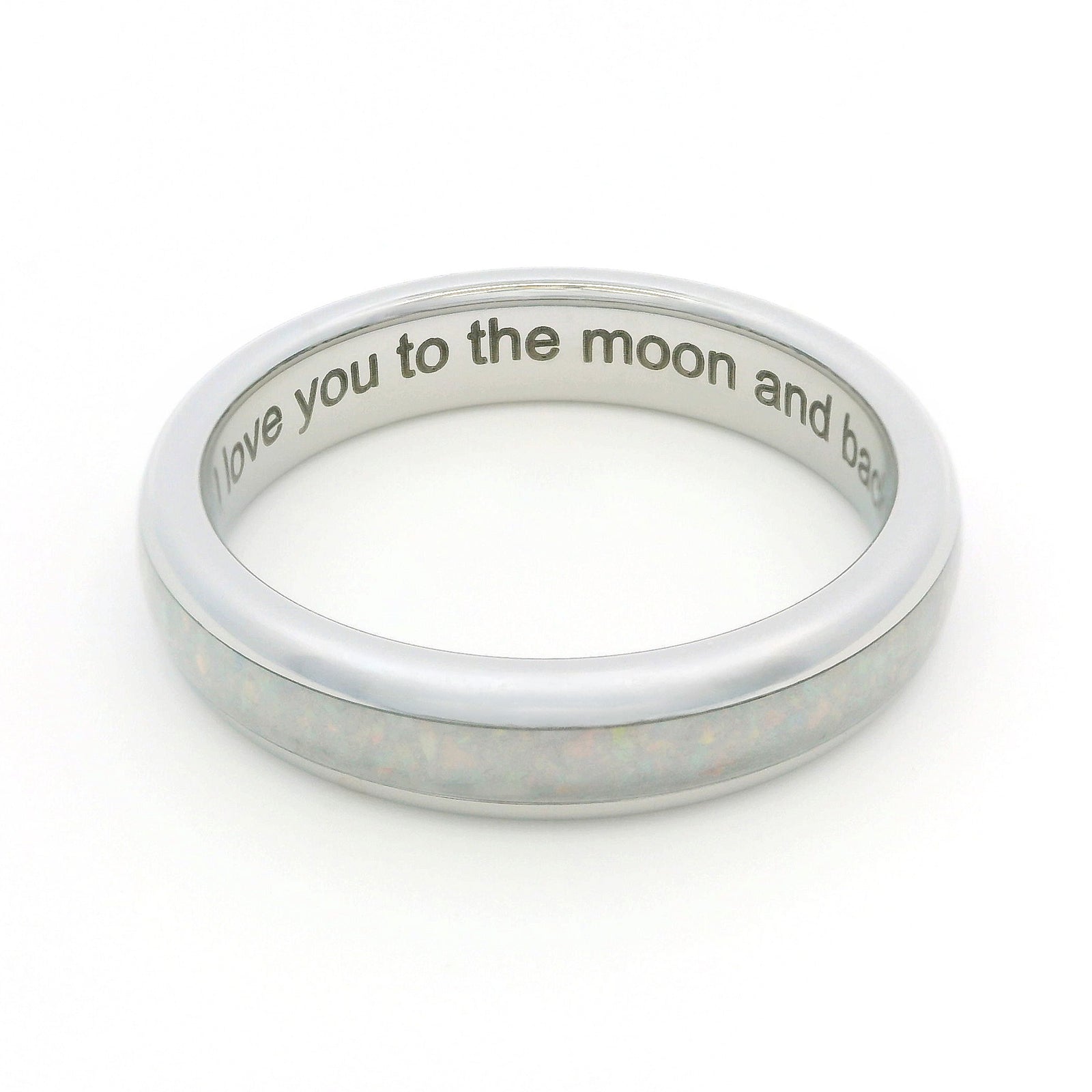 The White Gold White Opal 4mm Wonder Ring Size O - Clearance 1176