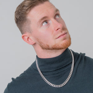 Stainless Steel 10mm Diamond Cut Curb Chain Necklace